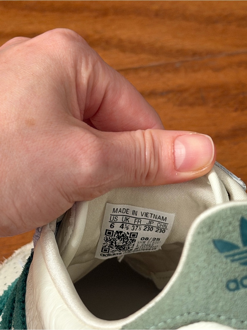 adidas Women’s White & Teal Samba-Inspired Leather Sneakers - Picture 5 of 5